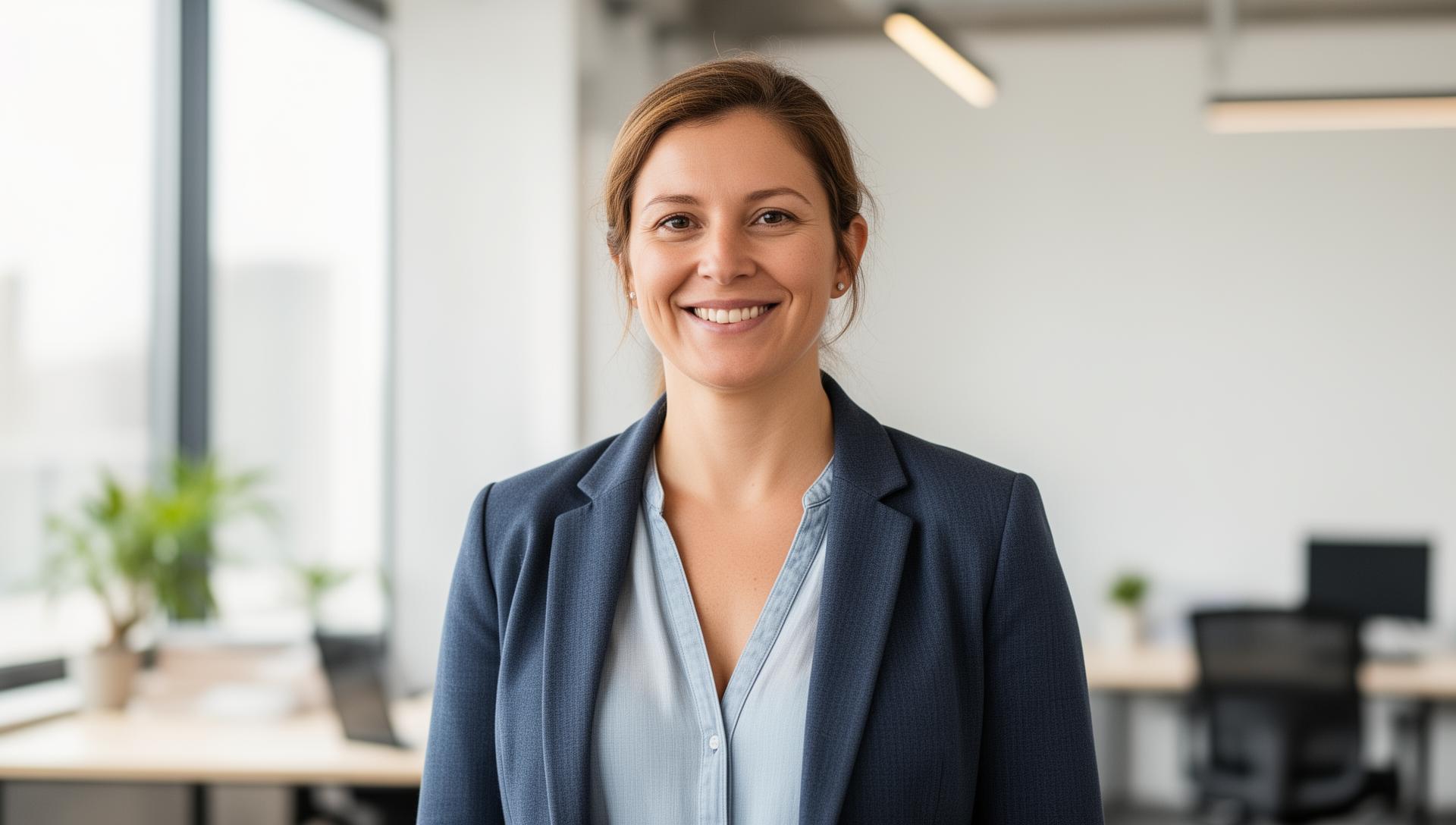 A calm, confident business owner in a modern office